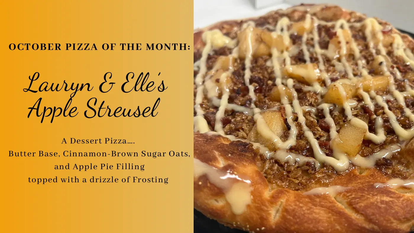 Lauryn & Elle's Apple Streusel dessert pizza